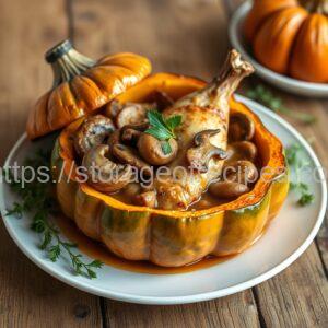 Chicken and Chanterelle Pot Roast Baked in a Pumpkin