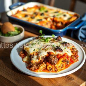 Potato Casserole with Eggplant and Ground Meat under Bechamel