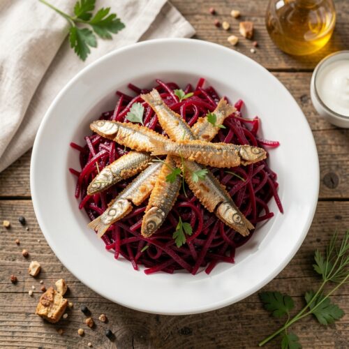 Vinaigrette Salad with Crispy Smelt