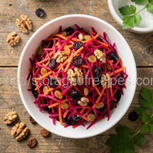 Beet, Carrot, Dried Fruit and Walnut Salad for School-Year Focus