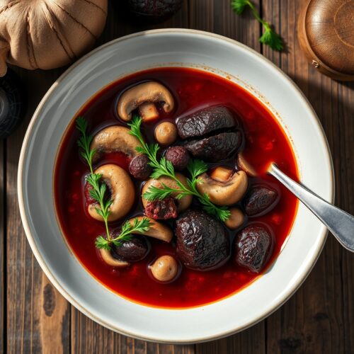 Borscht with Mushrooms and Prunes