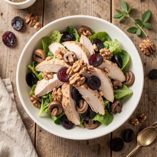 Salad with Chicken, Prunes, and Walnuts