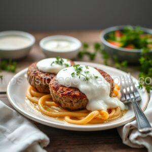Meat Patties Baked in Sour Cream
