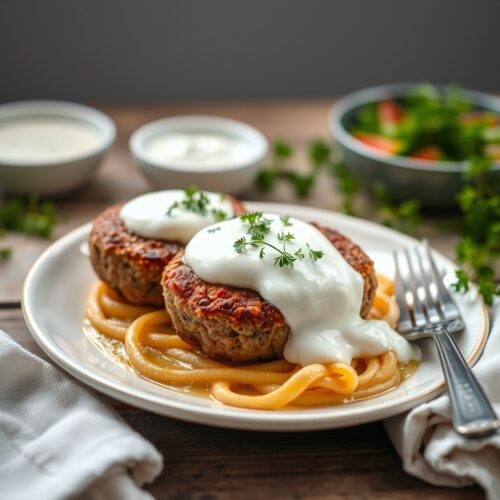 Meat Patties Baked in Sour Cream