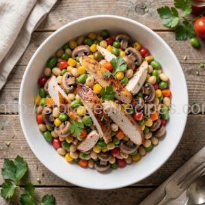 "Multicolored" Salad with Beans and Smoked Chicken