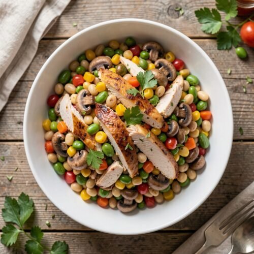 7983 "Multicolored" Salad with Beans and Smoked Chicken