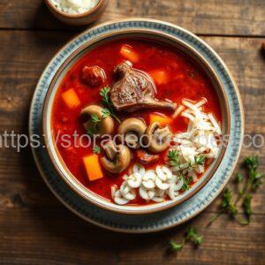 Borscht with Duck and Mushrooms