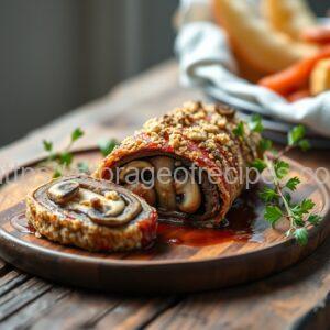 Beef Stuffed with Mushrooms and Pork Belly