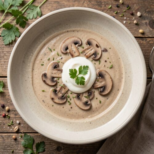 Creamy Mushroom Soup with Button Mushrooms
