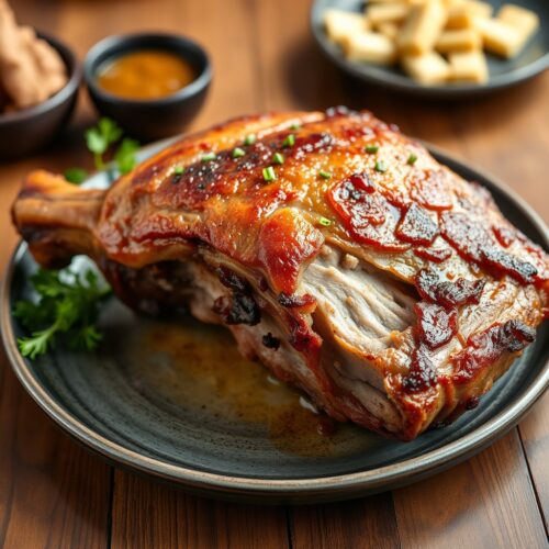 Pork Hock Baked Under a Sour Cream and Garlic Crust