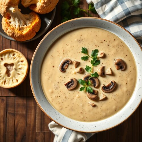 Cream of Mushroom and Cauliflower Soup