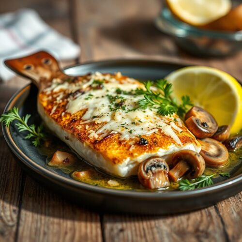 9936 Pike Perch Baked with Mushrooms and Cheese