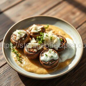Mushrooms in Sour Cream, Baked with Cheese