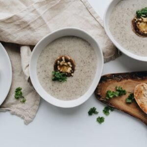 Mushroom Soup with Cremini and Mashed Potato
