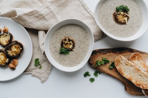 Mushroom Soup with Cremini and Mashed Potato