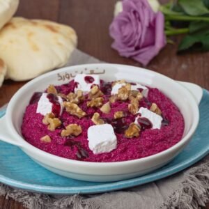 Beet Spread with Processed Cheese and Walnuts