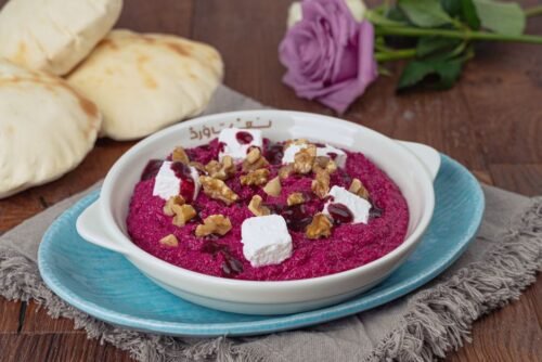 Beet Spread with Processed Cheese and Walnuts