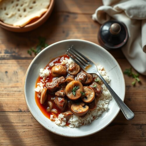 10120 Beef Borscht with Rice and Button Mushrooms