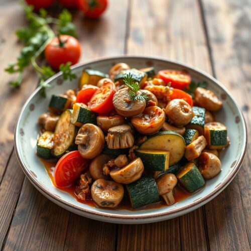 Zucchini Stewed with Mushrooms
