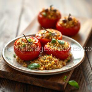 Tomatoes Stuffed with Millet and Eggplant