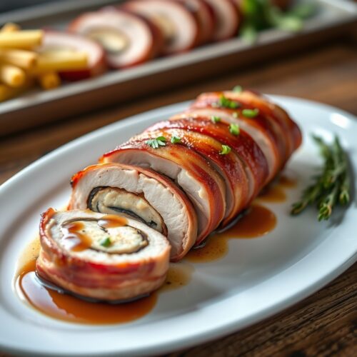 Pork Tenderloin Stuffed with Bread and Capers, Sherry Sauce