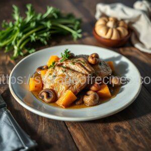 Pork Baked with Mushrooms and Pumpkin