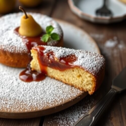 Pear Sponge Cake with Fig Jam
