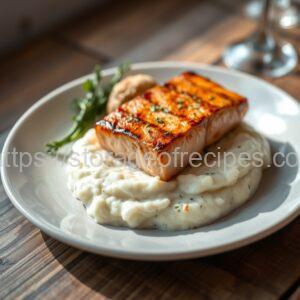 Salmon Steak with Cauliflower Puree