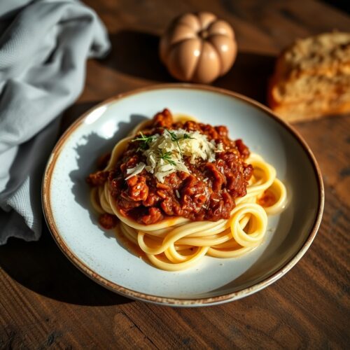 Baked Pasta with Bolognese Meat Sauce