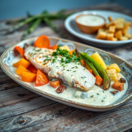 8633 Breakfast for the Water Spirit (Fish with Vegetables in Cream)