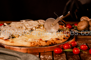 Pork with Onion and Mushrooms under Cheese